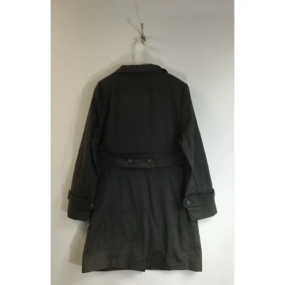 Garnet Hill Grey Cotton Trench Coat Grunge/Rock/Punk Sun Faded Distressed 🩶 - Picture 3 of 5